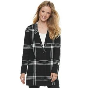 Women's Elle Plaid Long Blazer, Single button, M